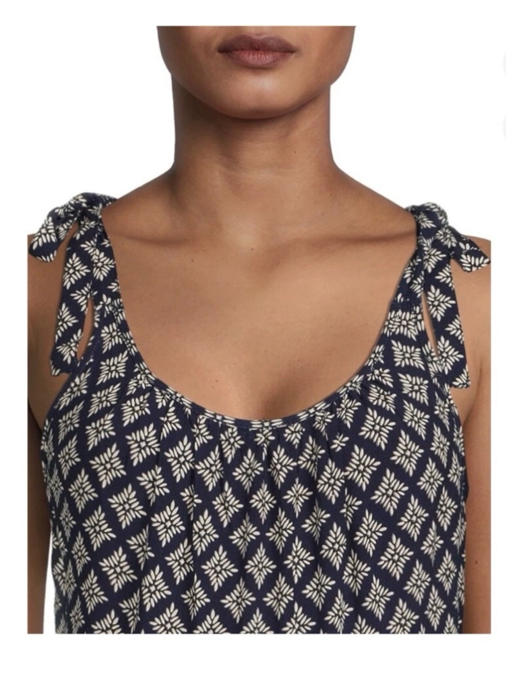 Women's Navy and Cream Geometric Maxi Dress with Pink Border Size S NWT - Picture 4 of 7
